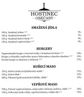Hostinec Osečany menu