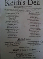 Keith's Deli menu