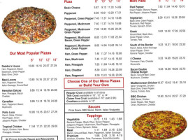 Daddios Pizzeria menu