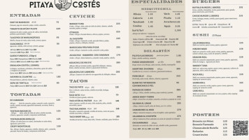 Pitahaya Costes menu