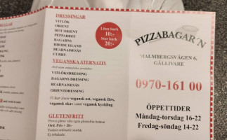 Pizzabagarn I Gällivare Ab menu