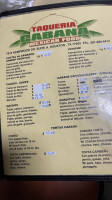 Taqueria Cabana menu
