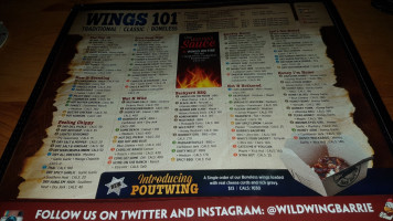Wild Wing South Barrie menu