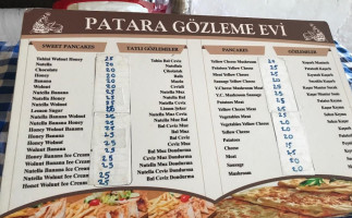 Patara Gözleme Evi menu