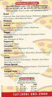 Great Prairie Pizza menu
