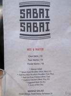 Sabai Sabai on Bloor menu