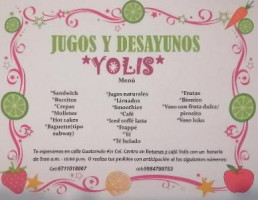 Botanas Y Café Yolis menu
