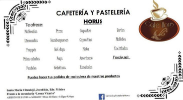 Cafetería Y Pastelería Horus menu