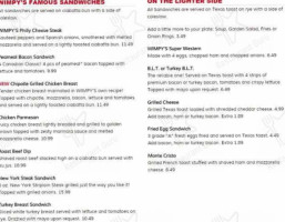 Wimpy's Diner menu