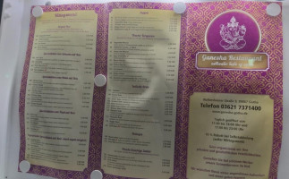 Ganesha Indisches menu