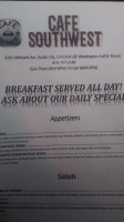 Southwest Cafe menu