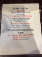 Shishkabob Express menu