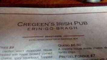 Cregeen's Irish Pub food