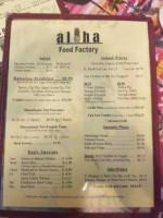 Aloha Food Factory menu
