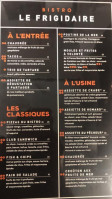 Bistro Le Frigidaire menu