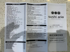Sushi Aria Japanese menu