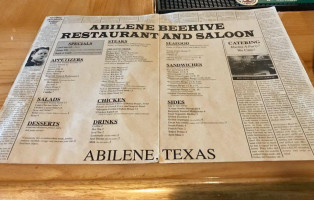 Beehive Restaurant & Saloon menu