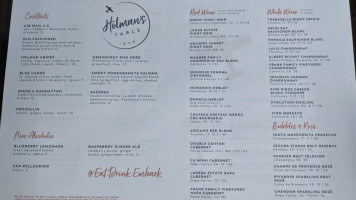 Holman's Table menu