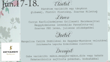 Istvándy Birtok menu