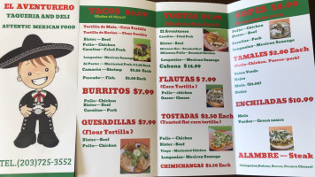 El Aventurero Taqueria And Deli menu