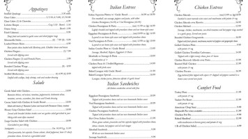 Governor Francis Inn menu