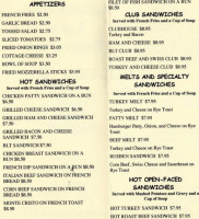 La Salle Cafe Luna Inc menu