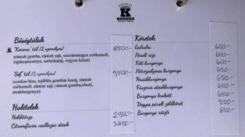 Korona Étterem és Pizzéria menu