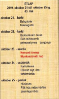 Ildi Konyhája 2017 menu