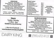 Dairy King menu