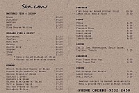 Sea Cow menu
