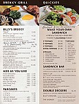 Billy Baxter's menu