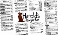 Harold's Burger menu