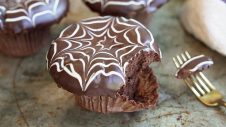 Ganache Spider Web Cupcake