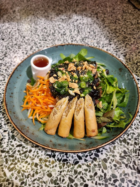 Grilled Beef Betel Leaf And Spring Rolls Noodle Salad