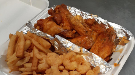 10 Wings And 1/2 Lb Shrimp W/ Fries