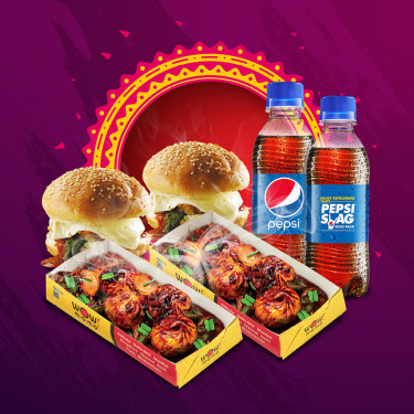 Veg Chilli Momo [8 Pcs] Con Veg Moburg [2 Pcs] Y 2 Refreshing Pepsi [250Ml]