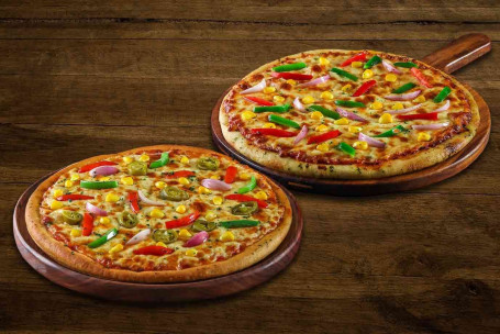 Combo De Dos Pizzas Medianas Clásicas Y Vegetarianas.