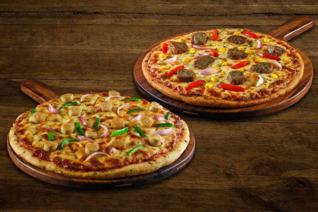 Combo De Dos Pizzas Medianas Clásicas No Vegetarianas.