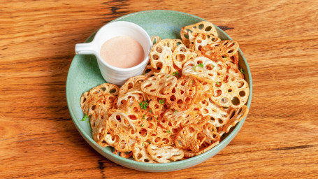 Crispy Lotus Root Chips With Sweet Chilli Mayo