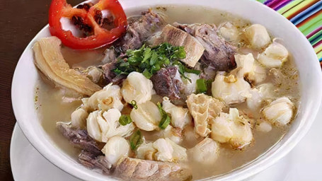 Peruvian White Corn Soup With Various Meats