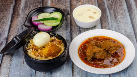 Egg Biryani+ Chicken Kasha+ Firni+ Salad Combo