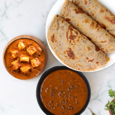 Dal Makhani, Mantequilla Paneer, Paratha Thali