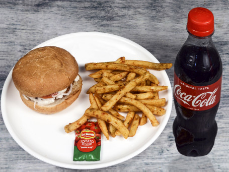 Chicken Burger Masala Fries Coke (300 Ml)