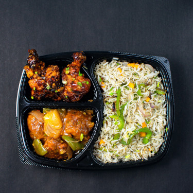 Veg Fried Rice With Chilli Chicken [3 Pieces] And Chicken Lollipop [2 Pieces]