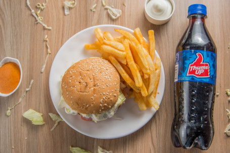 Veg Burger Fries Meal (1 Veg Burger French Fries Soft Drink (250 Ml .