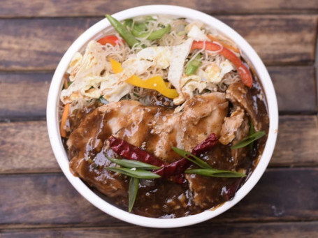 Chicken Steak In Oyster Sauce With Egg Hakka Noodles