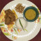 Hot Rice, Dal, Bhaja and 2 Pcs Mutton Curry