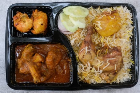 Chicken Biryani With 2Pc Chicken Kosha,2Pc Tikka Kabab And Salad Combo