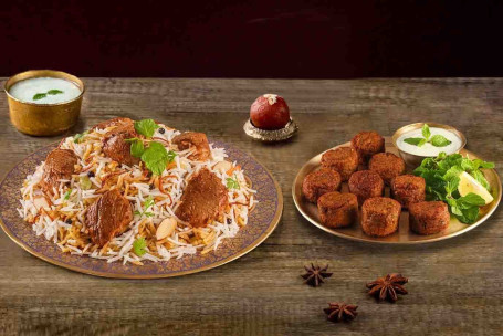 Hyderabadi Mutton Biryani (Spicy Dum Gosht, Sirve 1) Murgh Kefta (9 Piezas)