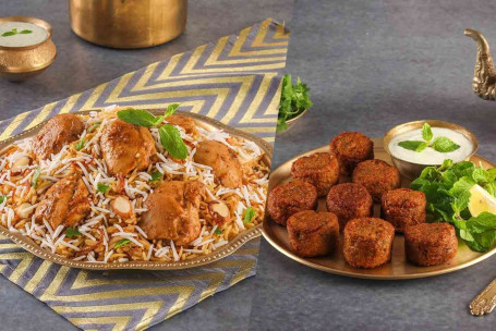 Hyderabadi Chicken Biryani (Spicy Lazeez Bhuna Murgh, Serves 1-2) Murgh Kefta (Serves-1-2)